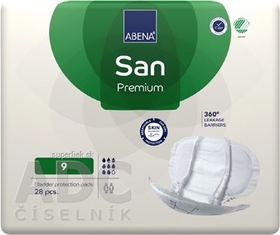 ABENA San Premium 9 vkladacie plienky, anatomické, 36x70 cm, savosť 2400 ml, 1x28 ks