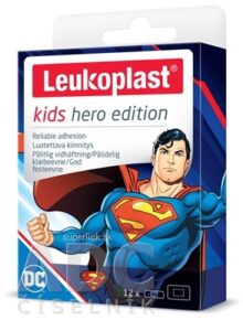 LEUKOPLAST KIDS HERO SUPERMAN náplasť na rany, 2 veľkosti 1x12 ks