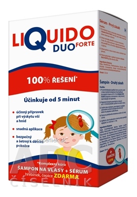 LiQuido DUO Forte šampón proti všiam 200 ml + sérum 125 ml + (hrebienok + čapica) zadarmo 1x1 set