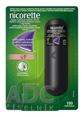 Nicorette Spray 1 mg/dávka s prích. lesného ovocia aer ors 150 dávok (fľ.PET+dávkovač) 1x13,2 ml
