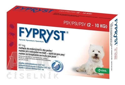 FYPRYST 67 mg PSY 2-10 KG roztok na kvapkanie na kožu pre psov (pipeta) 1x0,67 ml