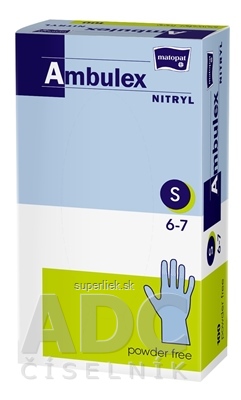 Ambulex rukavice NITRYL veľ. S, biele, krátke, nesterilné, nepudrované, 1x100 ks