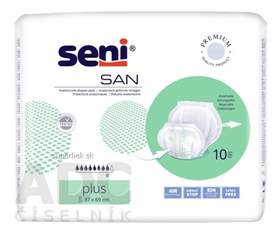 Seni SAN Plus plienky vkladacie, anatomické, 8 kvap. 2800 ml, 1x10 ks