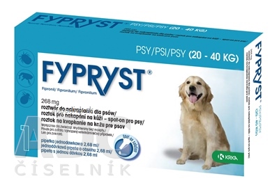 FYPRYST 268 mg PSY 20-40 KG roztok na kvapkanie na kožu pre psov (pipeta) 1x2,68 ml