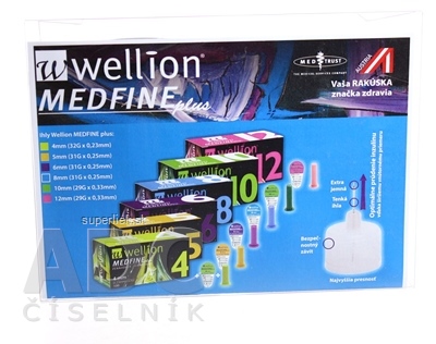 Wellion MEDFINE plus Penneedles 12 mm ihla na aplikáciu inzulínu pomocou pera 100 ks + nádoba na použité ihly, 1x1 set