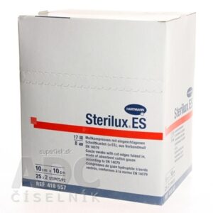 STERILUX ES kompres sterilný so založenými okrajmi 17 vlákien 8 vrstiev (10cmx10cm) 25x2 (50 ks)