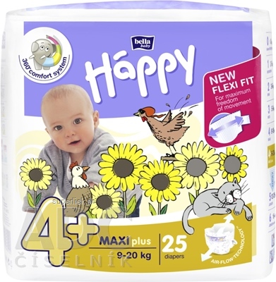 bella HAPPY 4+ MAXI plus detské plienky (9-20 kg) 1x25 ks