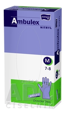 Ambulex NITRYL Vyšetrovacie a ochranné rukavice veľ. M, fialové, nitrilové, nesterilné, nepudrované, 1x100 ks