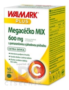 WALMARK MEGACÉČKO MIX tbl (vitamín C 600 mg, s príchuťou pomaranč a jahoda) 1x90 ks
