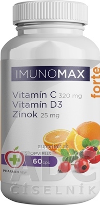 IMUNOMAX forte Vitamín C+D+Zinok - Pharmed New cps 1x60 ks
