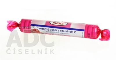 INTACT HROZNOVÝ CUKOR s vitamínom C s príchuťou maliny (pastilky v rolke) 1x40g