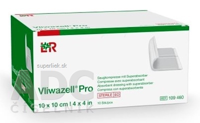 Vliwazell Pro Krytie na rany superabsorpčné, sterilné, 10x10 cm, 1x10 ks