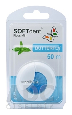 Dentálna niť s mätou SOFTdent Butterfly 50 m, 1x1 ks