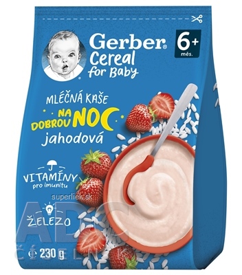 Gerber Cereal Mliečna KAŠA Dobrú noc Jahodová (od ukonč. 6. mesiaca) 1x230 g