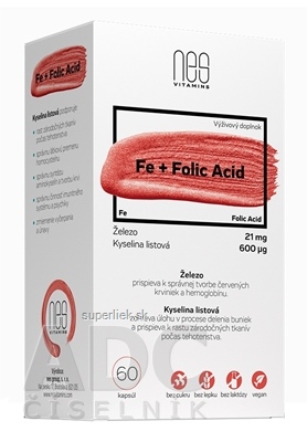 nesVITAMINS Fe 21 mg + Folic Acid 600 µg cps 1x60 ks