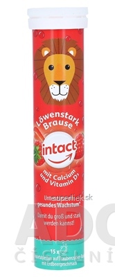 INTACT Silný lev Hroznový cukor, kalcium a vit.D3 šumivé tablety s jahodovou príchuťou 1x15 ks
