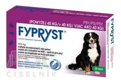 FYPRYST 402 mg PSY NAD 40 KG roztok na kvapkanie na kožu pre psov (pipeta) 1x4,02 ml