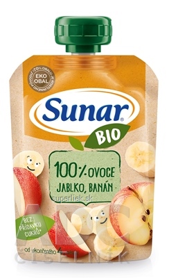 Sunar BIO Kapsička Jablko, banán 100 % ovocia (od ukonč. 4. mesiaca) 1x100 g