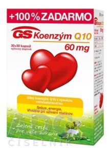 GS Koenzým Q10 60 mg NOVÝ cps (s vitamínom B1) 30+30 zadarmo (60 ks)