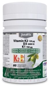 JutaVit Vitamín K2 120 µg, D3 2000 IU, K1 700 µg mäkké kapsuly 1x60 ks