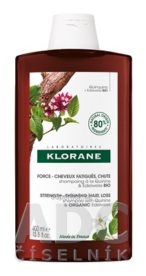 KLORANE SHAMPOOING À LA QUININE & EDELWEISS BIO šampón s chinínom a bio plesnivcom alpským 1x400ml