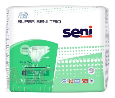 SUPER SENI TRIO Large plienkové nohavičky (savosť 3400 ml, obv. pása 100 -150 cm) 1x10 ks