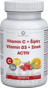 Pharma Activ Vitamín C+Šípky Vit.D3+Zinok ACTIV tbl 1x60 ks