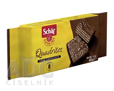 Schär QUADRITOS oblátky bezgluténové, kakaové vafle v horkej čokoláde, 1x40 g