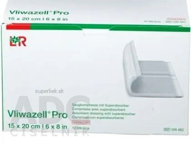 Vliwazell Pro Krytie na rany superabsorpčné, sterilné, 15x20 cm, 1x10 ks