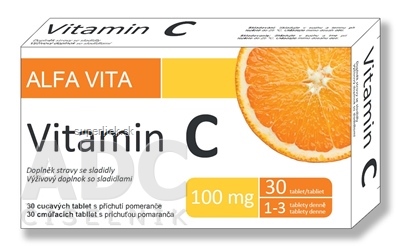 ALFA VITA Vitamin C 100 mg tbl na cmúľanie s príchuťou pomaranča 1x30 ks