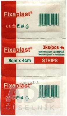FIXAplast STRIPS náplasť textilná s vankúšikom 8x4 cm, 1x3 ks