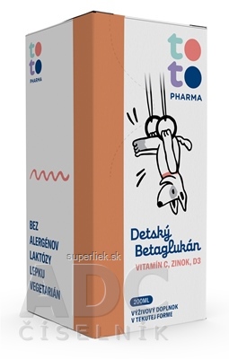 TOTO Detský Betaglukán + Vitamín C + Zinok + D3 v tekutej forme 1x200 ml