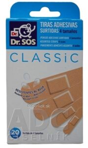 Dr. SOS Classic náplasť prúžky mix vodeodolné (12 ks 72x19mm, 8 ks 57x16mm) 1x20 ks