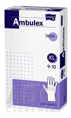 Ambulex rukavice LATEX veľ. XL, nesterilné, pudrované 1x100 ks