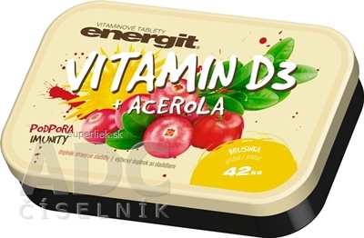 energit VITAMIN D3 + ACEROLA vitamínové tablety s príchuťou brusnica 1x42 ks