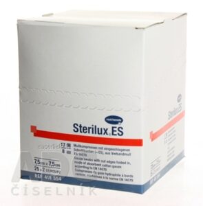 STERILUX ES kompres sterilný so založenými okrajmi 17 vlákien 8 vrstiev (7,5cmx7,5cm) 25x2 (50 ks)