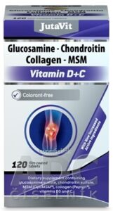 JutaVit Glukozamín Chondroitín kolagén MSM tbl (s vitamínmi D+C) 1x120 ks