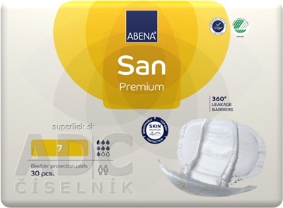 ABENA San Premium 7 vkladacie plienky, anatomické, 36x63 cm, savosť 2100 ml, 1x30 ks