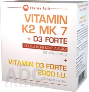 Pharma Activ Vitamín K2 MK 7 + D3 FORTE 1000 I.U. tbl 125 ks + Vitamín D3 Forte 2000 I.U. tbl 30 ks, 1x1 set