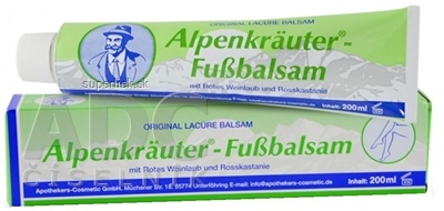 Apothhekers-Cosmetic Alpenkräuter - Fussbalsam balzam s pagaštanom konským a červenou révou 1x200 ml