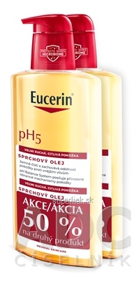 Eucerin pH5 Sprchový olej citlivá, veľmi suchá pokožka (-50% na druhý výrobok) 2x400 ml