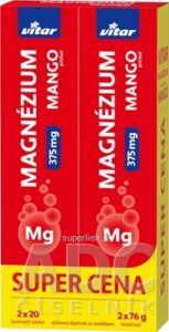 VITAR MAGNÉZIUM 375 mg DUOPACK tbl eff s príchuťou manga 2x20 (40 ks)