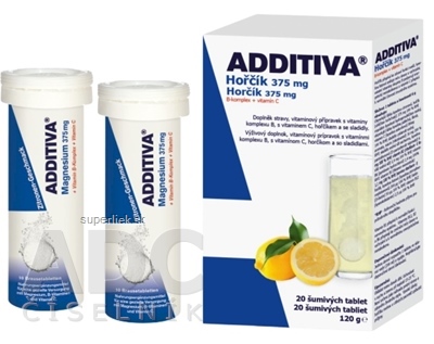 ADDITIVA Horčík 375 mg + B-Komplex + Vitamín C tbl eff 2x10 ks (20 ks)