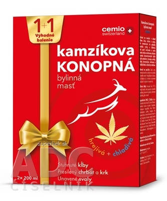 Cemio Kamzíkova konopná masť 1+1 hrejivá + chladivá (výhodné balenie 2023) 2x200 ml, 1x1 set