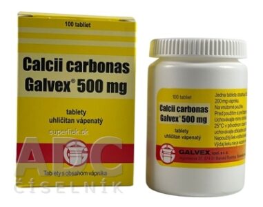 Calcii carbonas Galvex 500 mg tbl (obal PE) 1x100 ks