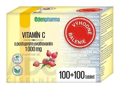 EDENPharma VITAMÍN C 1000 mg (Výhodné balenie) tbl s postupným uvoľňovaním 2x100 (200 ks)