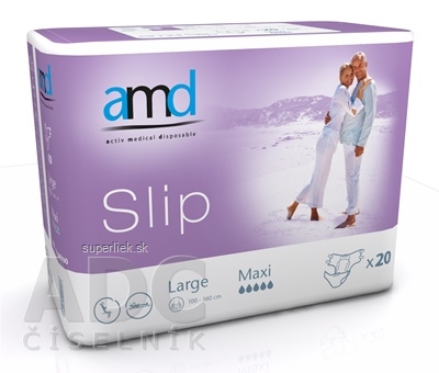 amd Slip Maxi Large inkontinenčné plienky, obvod bokov 100 - 160 cm, nasiakavosť 3700 ml, 1x20 ks