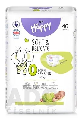 bella HAPPY Soft&Delicate 0 Before Newborn detské plienky (do 2 kg) 1x46 ks