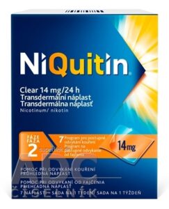 NiQuitin CLEAR 14 mg/24 h emp tdm (vre.PET/LDPE/Al/adhez.vrstva/EVOH) 1x7 ks