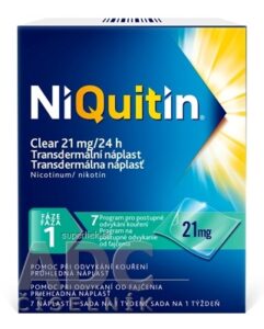 NiQuitin CLEAR 21 mg/24 h emp tdm (vre.PET/LDPE/Al/adhez.vrstva/EVOH) 1x7 ks